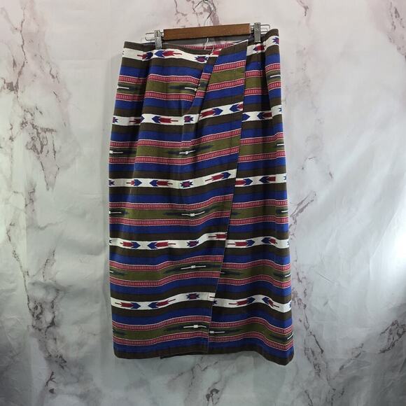 Vintage Southwestern Skirt Womens 32 Maxi Tapestry Blanket Aztec Wrap 90s - Picture 1 of 14